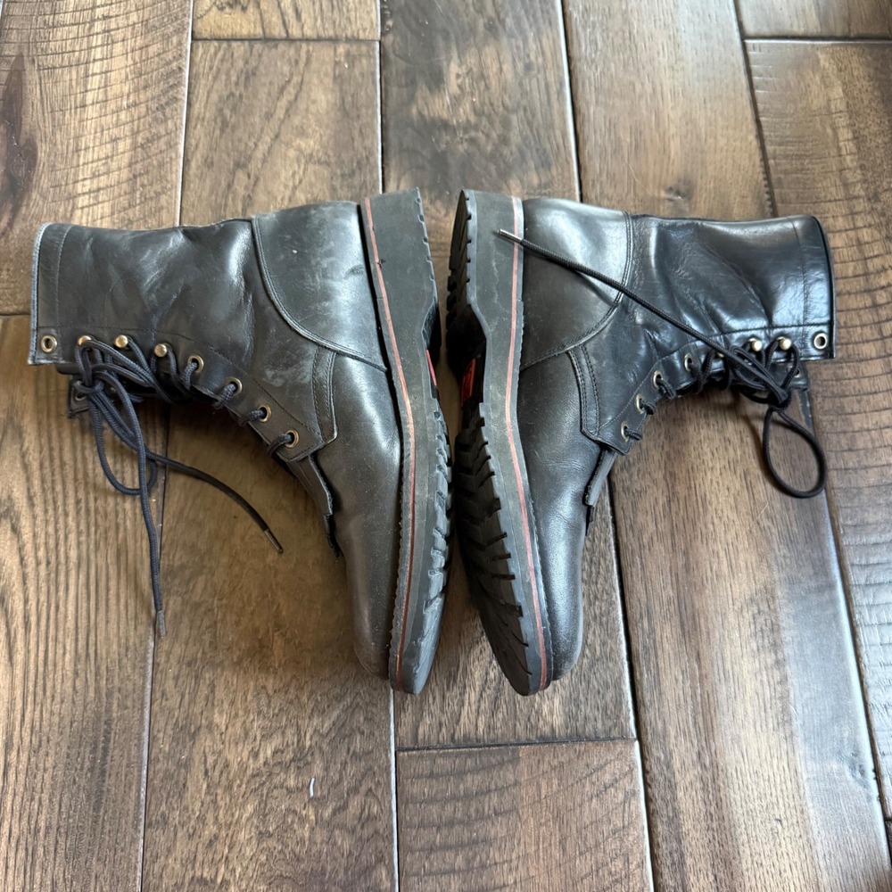 Tony Lama 7650 Womens Black Leather Kiltie Lace Up Western Work Boots Size 7 B - Picture 3 of 9
